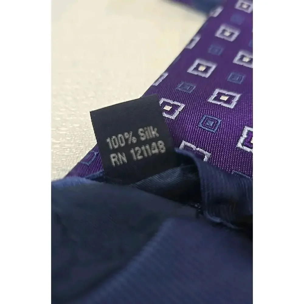 Lot of 2 Purple Designer Neckties Hilfiger 100% Silk Ferucci Polyester 2 Ties
